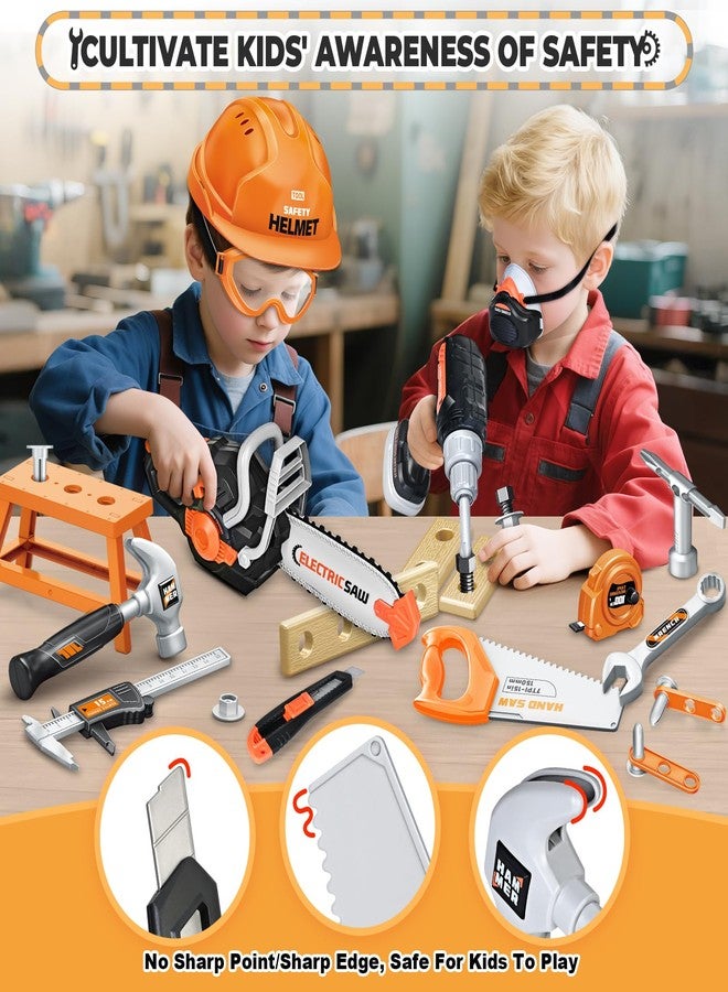 spring flower SpringFlower 51Pcs Kids Tool Set with Toy Chainsaw& Electronic Drill Toy, Toddler Tool Set, Construction Toys Tool for Kids age3,4,5,6,7,8, Tool Kit Toy for Christmas Birthday Gifts - Image 4